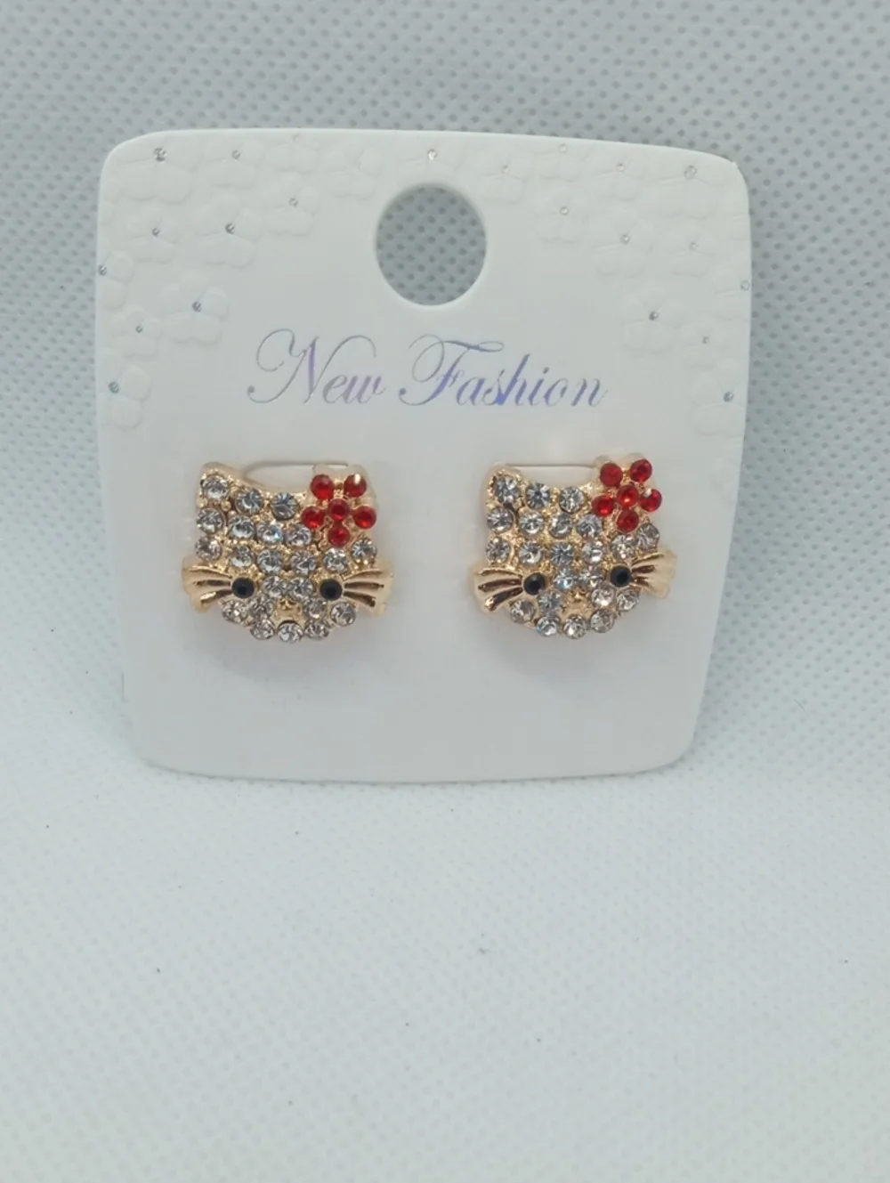 CRYSTAL KITTY EARRINGS - Picture 1 of 6